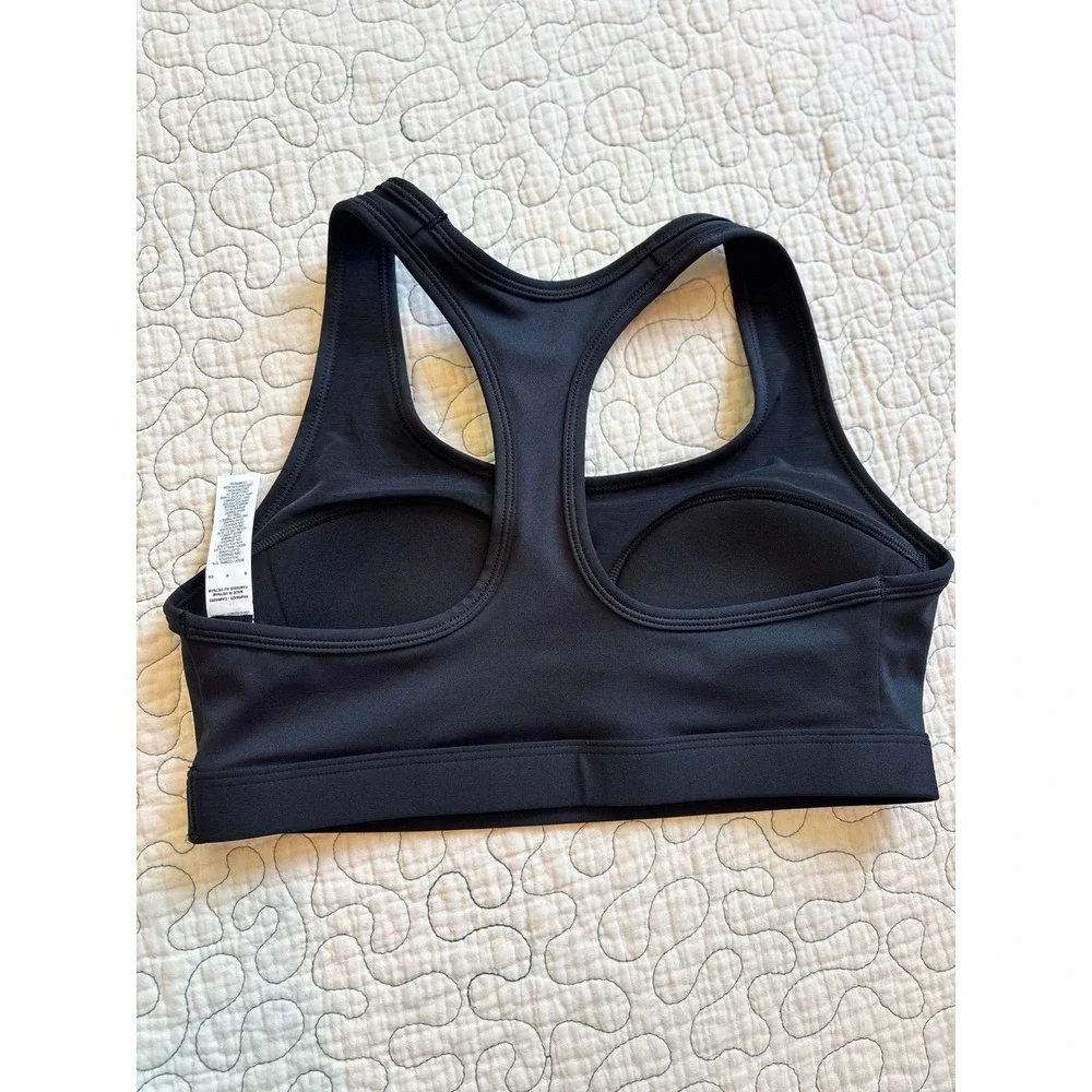 Nike‎ Womens Medium Support Sports Bra Black White Swoosh Size Small NWOT
